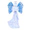 White-Blue LED Metal and PVC Angel with Halo, Wings and Flute – 3D Decor
